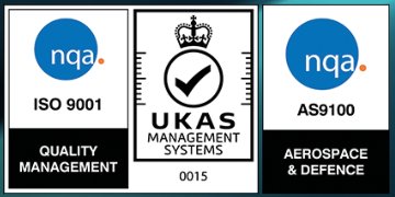 NQA ISO 9001, UKAS and NQA AS9100 certification marks