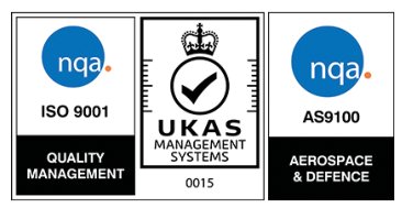 NQA ISO 9001 quality management, UKAS management systems and NQA AS9100 aerospace and defence certification marks